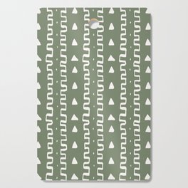 Merit Mud Cloth Olive Green and White Triangle Pattern Cutting Board