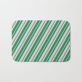 [ Thumbnail: Light Grey & Sea Green Colored Lines Pattern Bath Mat ]