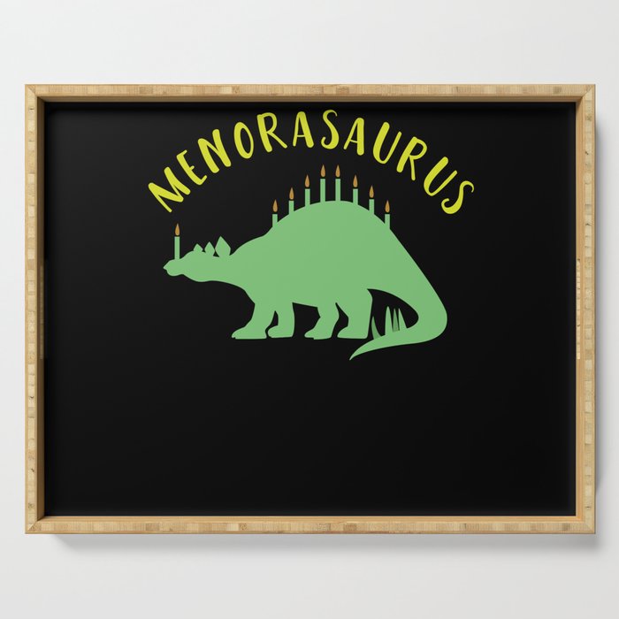 Menosaurus Dinosaur Menorah 2021 Hanukkah Serving Tray