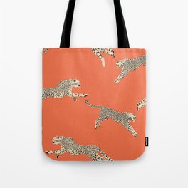 Leaping Cheetahs Tangerine Tote Bag