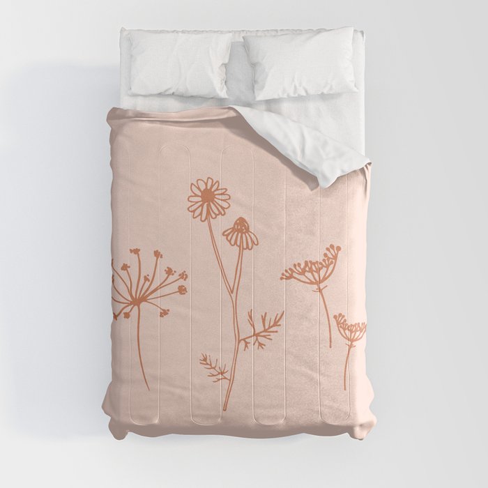 Wildflower Line Art Comforter