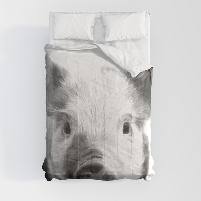 Black and white pig portrait Comforter