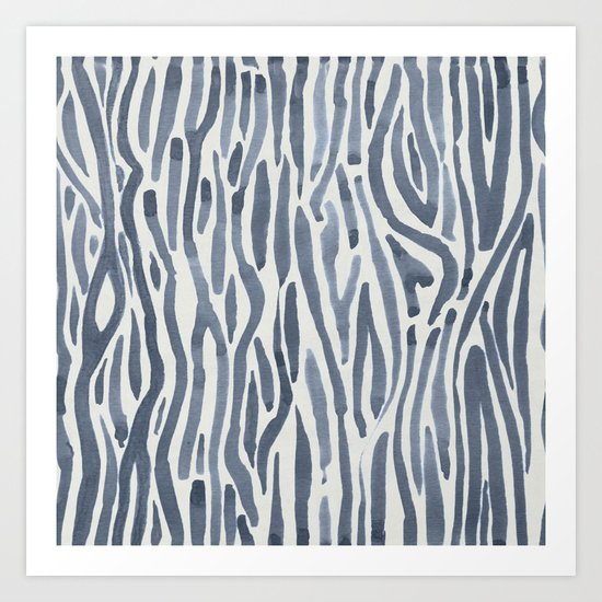 Simply Bonsai Lines in Green Tea and Lunar Gray Art Print