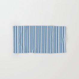 [ Thumbnail: Blue & Light Grey Colored Striped/Lined Pattern Hand & Bath Towel ]