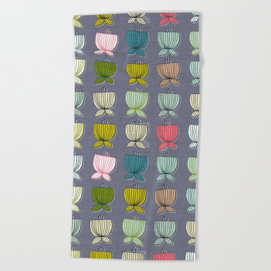flower cups amethyst art Beach Towel