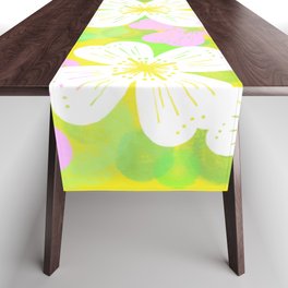 70’s Desert Flowers Pink on Yellow Table Runner