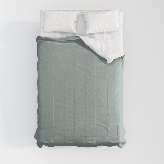 Medium Aqua Green Gray Solid Color Pantone Blue Surf 16-5106 TCX Shades of Blue-green Hues Comforter