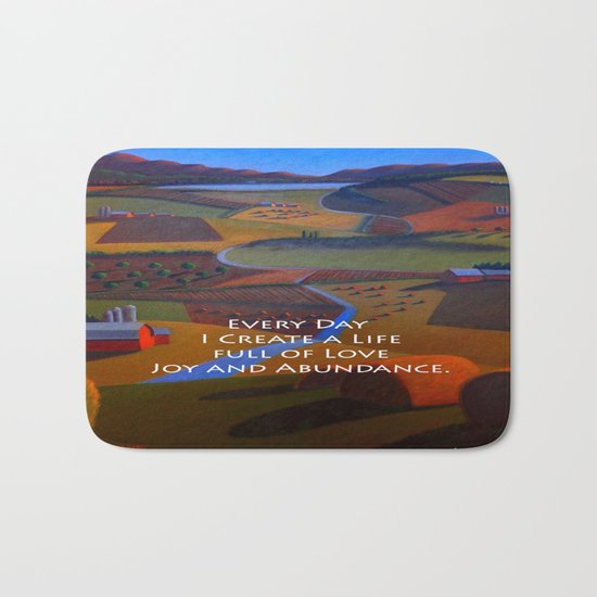 Love, Joy and Abundance Mantra - Cynthia Price Painting Bath Mat