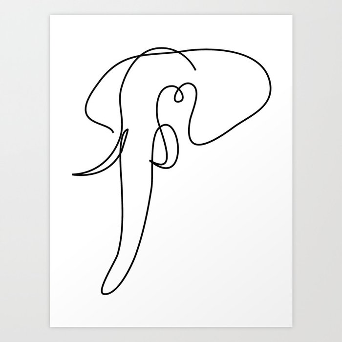 one line elephant - hubris Art Print