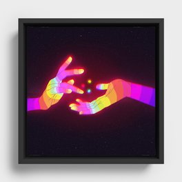 Psychedelic Energy Hands Framed Canvas