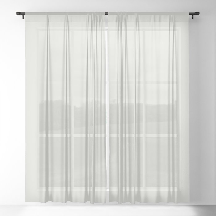 Light Gray-Green Solid Color Pantone Lily White 11-4301 TCX Shades of Green Hues Sheer Curtain