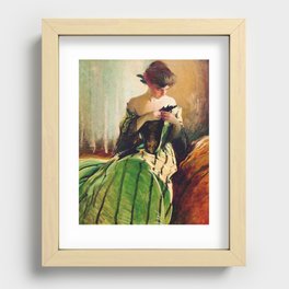 Study of a Young Woman in Black and Green portrait painting by John White Alexander Recessed Framed Print