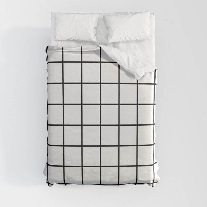 black and white grid pattern Duvet Cover