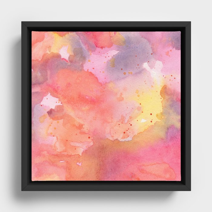 Sunset Color Palette Abstract Watercolor Painting Framed Canvas