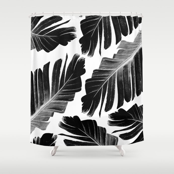 Tropical Black Banana Leaves Dream #1 #decor #art #society6 Shower Curtain