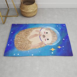 Cosmic Galaxy Hedgehog in Space Wild Animal with Stars Digital Illustration Art Area & Throw Rug