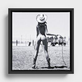 Texan Cowgirl Nude Female Framed Canvas