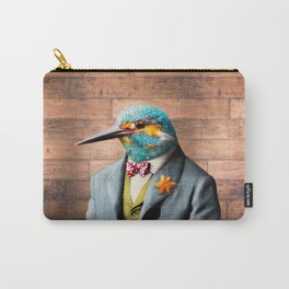 Portrait of Sir Kellen Kingfisher Carry-All Pouch | Birds, Suit, Digital, Family Friends Bff, Cute, Vibrant, Gift Guide Ideas, Animal, Vest, Feathers 
