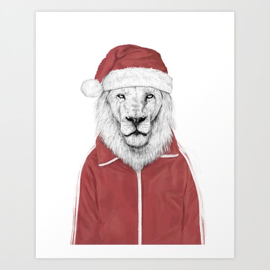 Santa lion Art Print