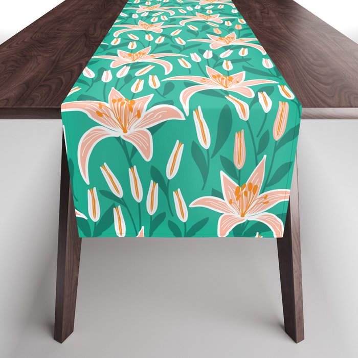 Lily Flower Garden Table Runner