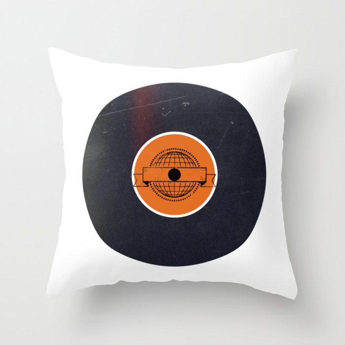 Vinyl Record Art World Post Throw Pillow