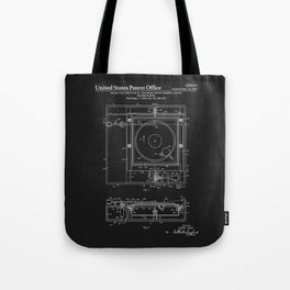 Record Player Patent - Black Tote Bag