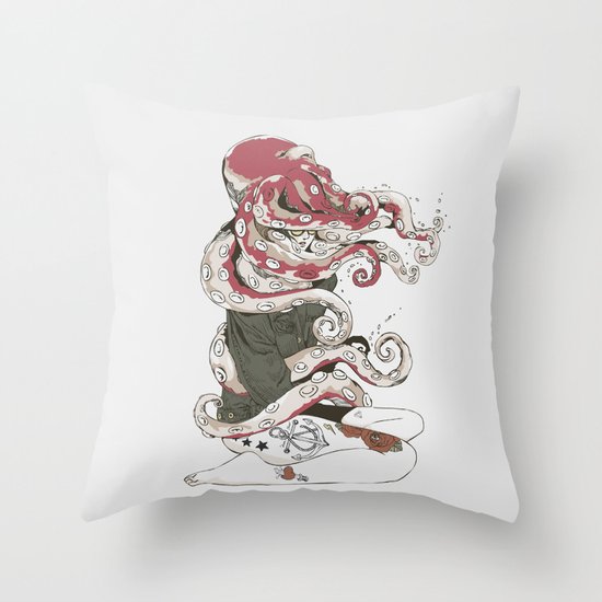My head is an octopus Throw Pillow