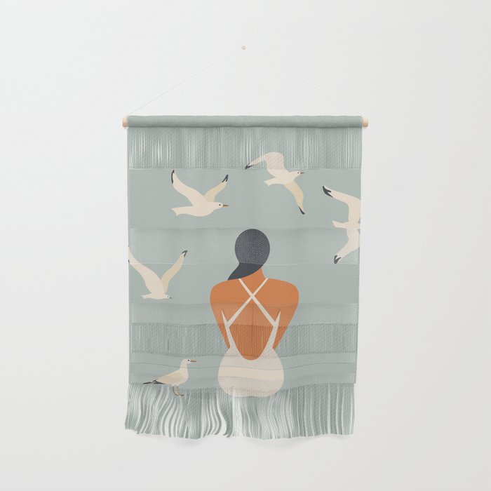 The girl and the seagulls Wall Hanging