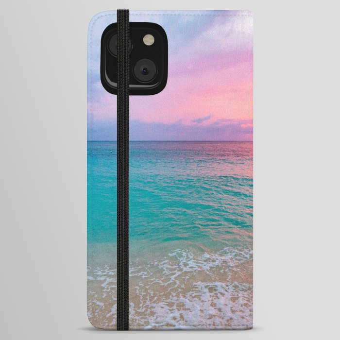 Aerial Photography Beautiful: Turquoise Sunset Relaxing, Peaceful, Coastal Seashore iPhone Wallet Case