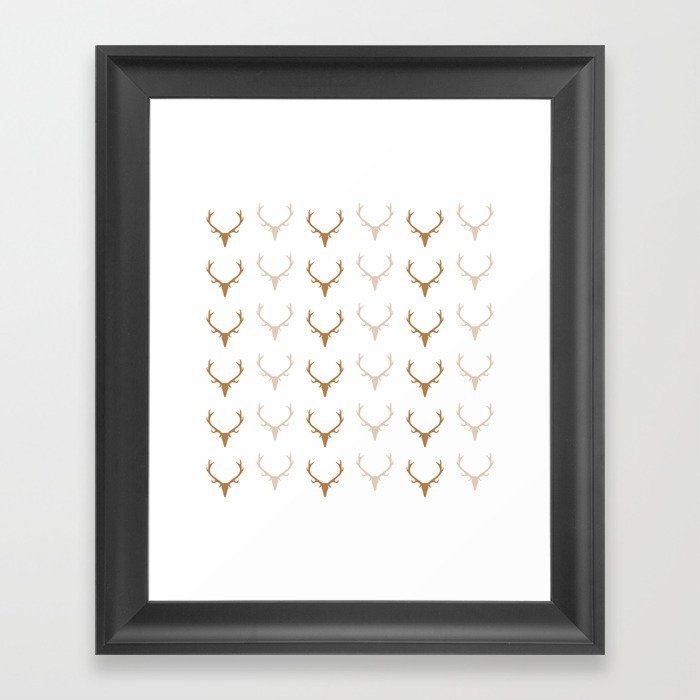 Deer Antler Pattern brown Framed Art Print