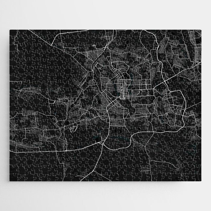 Donetsk City Map of Ukraine - Dark Jigsaw Puzzle