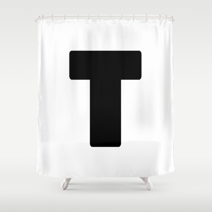 T (Black & White Letter) Shower Curtain