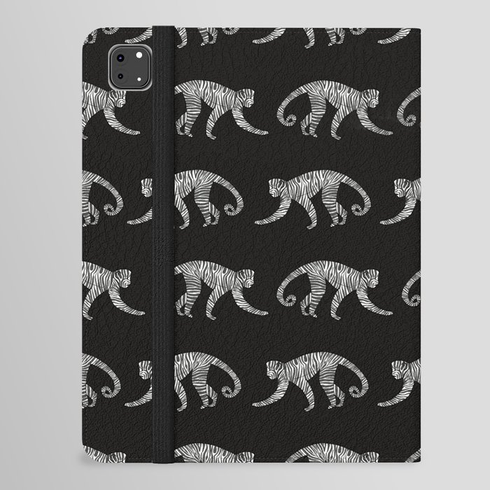 Zebra-print monkeys on black background iPad Folio Case