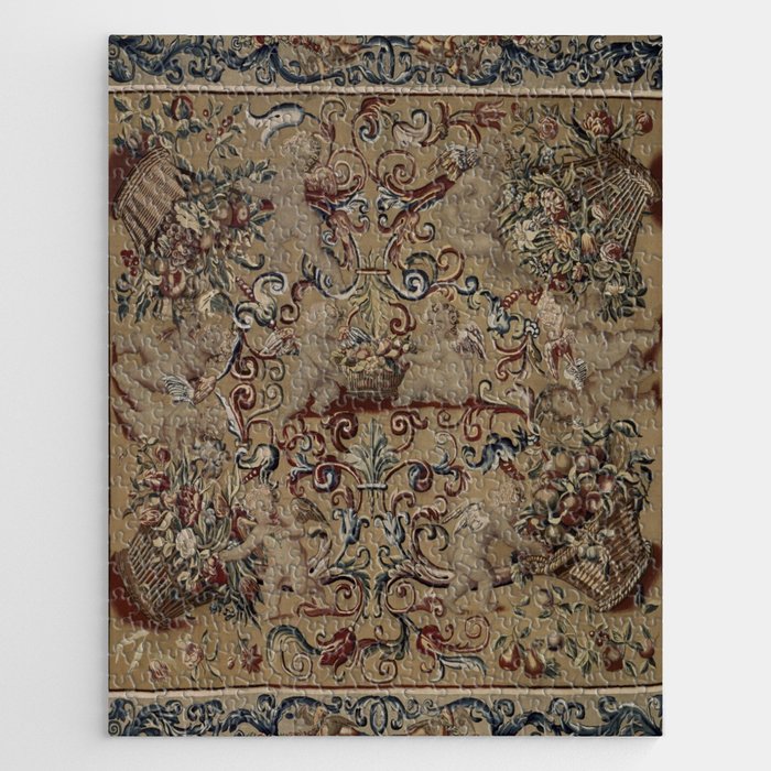 Antique 17th Century Drayton House English Tapestry Jigsaw Puzzle