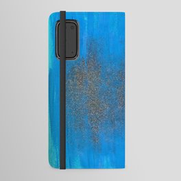 Serene Blue Brushstrokes with Glitter Abstract Android Wallet Case