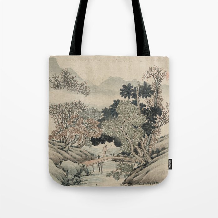 Vintage Japanese Landscape Painting Tote Bag