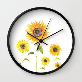Sunflowers Watercolor Painting Wall Clock | Kansas, Painting, Summer, Sunny, Curated, Aquarelle, Flowers, Florals, Hippy, Watercolor 