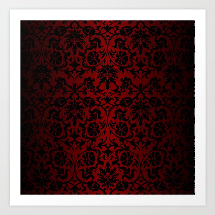 Dark Red and Black Damask Kunstdrucke Dark Red and Black Damask Kunstdrucke