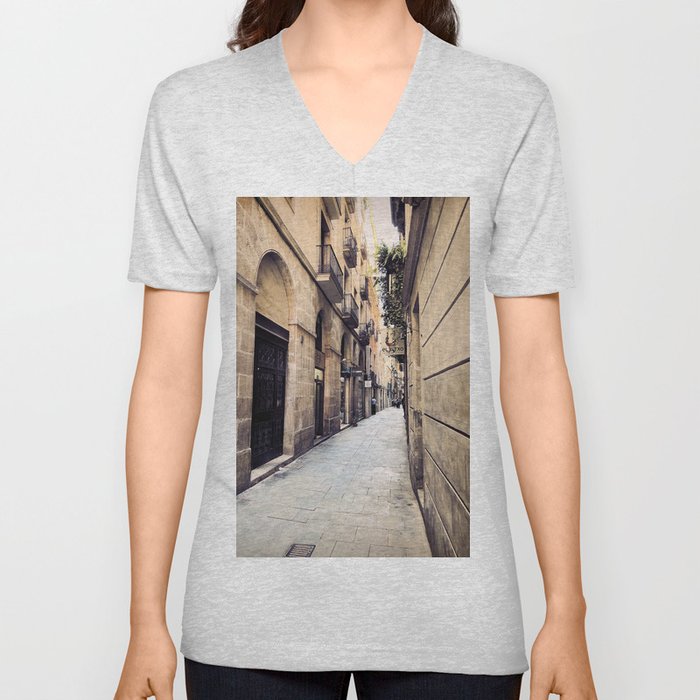 Barcelona old town V Neck T Shirt