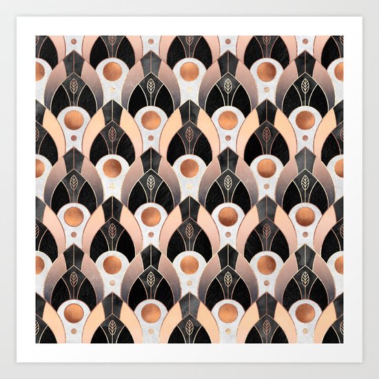 Art Deco Leaves / Version 1 Art Print