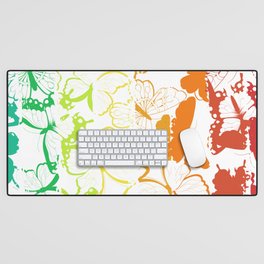 Rainbow Paint Butterflies Desk Mat