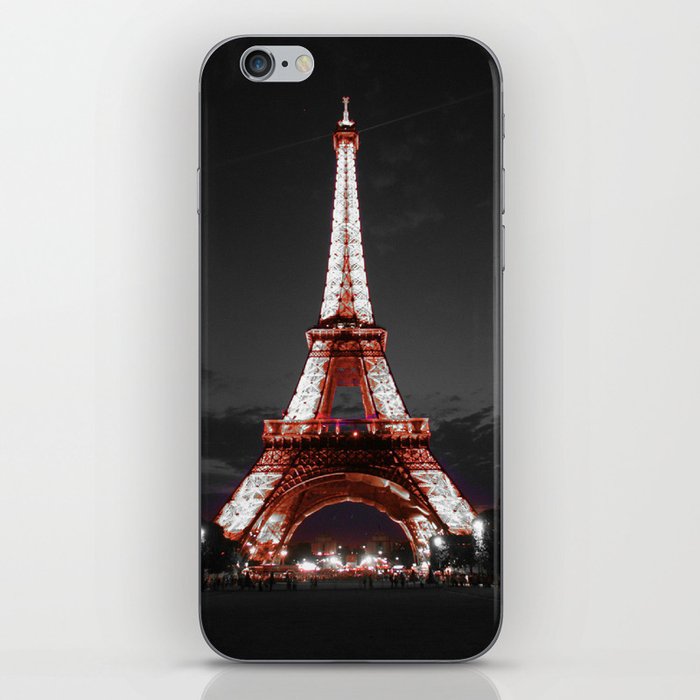 Paris Eiffel Tower Pink Night iPhone Skin