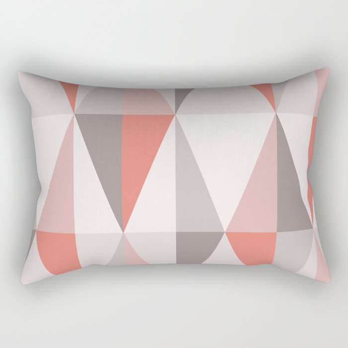 MidCentury Modern Triangles Salmon Pink Rectangular Pillow
