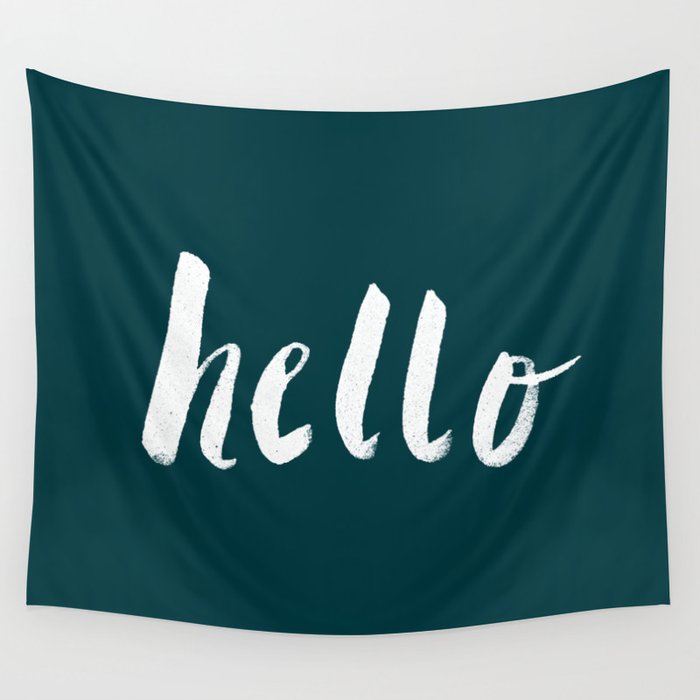 Hello x Dark Turquoise Wall Tapestry