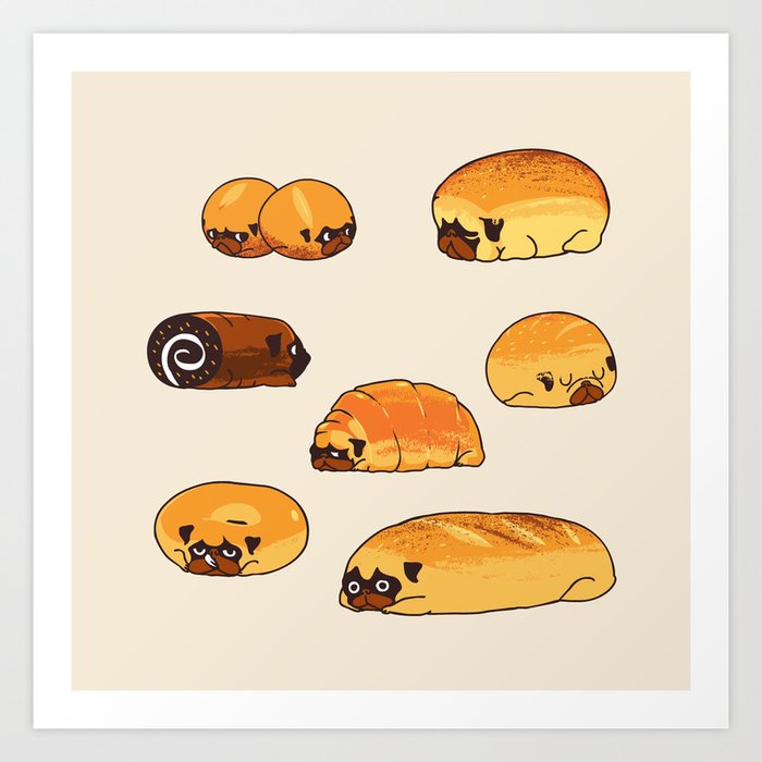 Bread Pugs Art Print