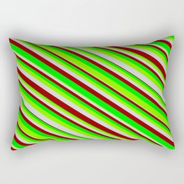 [ Thumbnail: Lime, Chartreuse, Light Grey & Dark Red Colored Stripes/Lines Pattern Rectangular Pillow ]