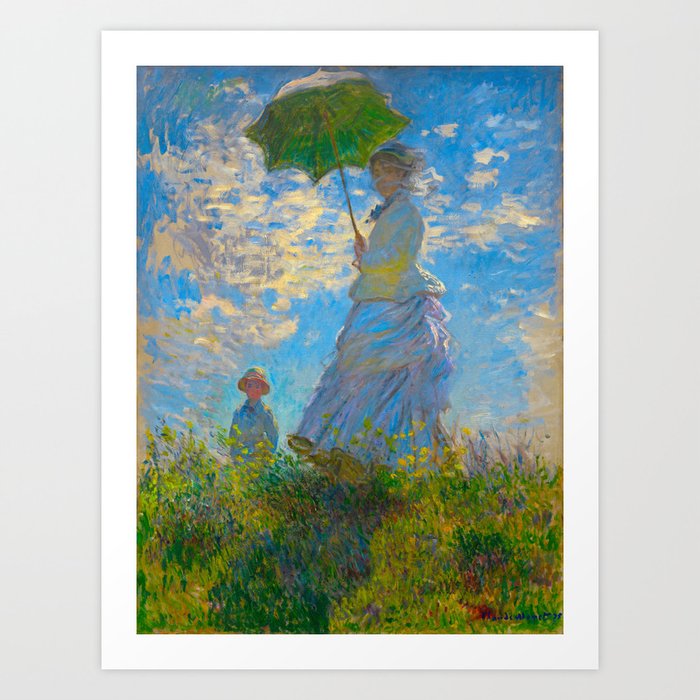 Claude Monet Impressionist Landscape Oil Painting Claude Monet Woman With A Parasol Madame Monet Art Print By Enshape Society6