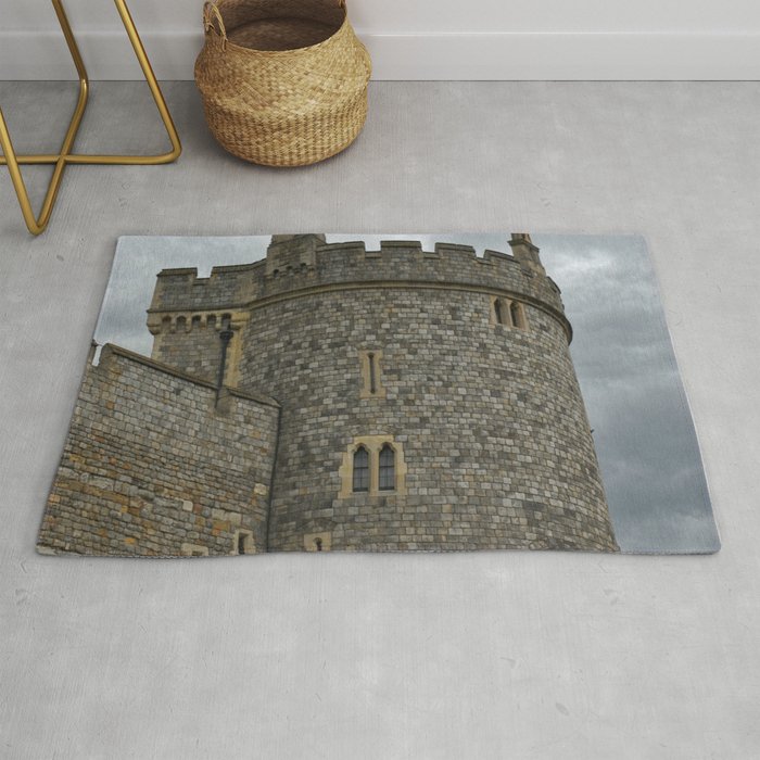 Great Britain Photography - Windsor Castle Under The Gray Clouds Rug
