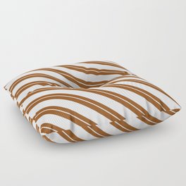 [ Thumbnail: Brown and Mint Cream Colored Lines Pattern Floor Pillow ]