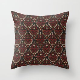 Persian Oriental Pattern - Black and Red Leather Throw Pillow